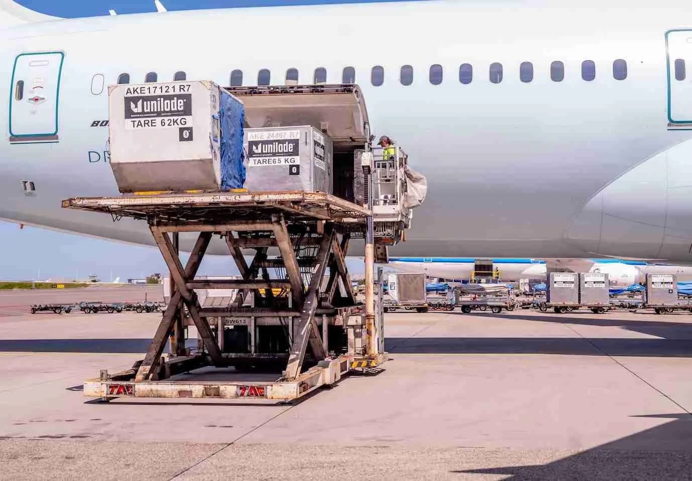 ULD being loaded into an aircraft hold