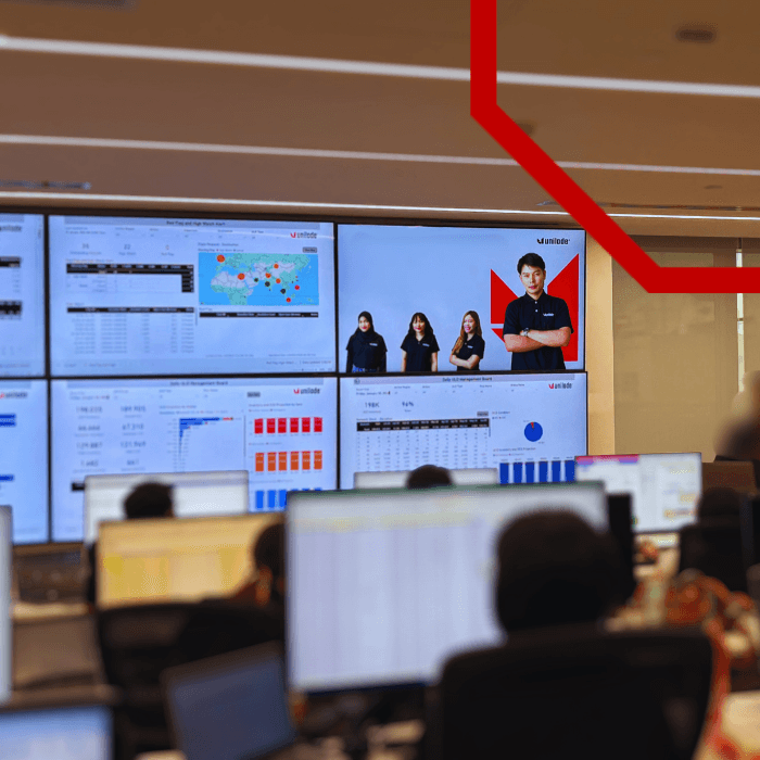 The Unilode operations and development hub with wall-mounted dashboards